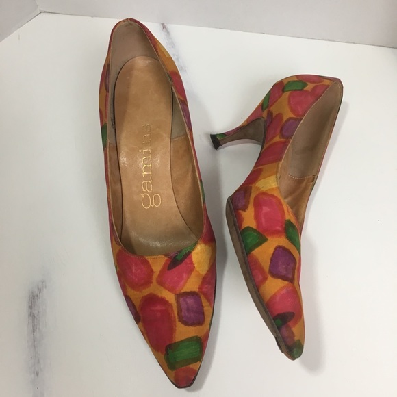 Sakowitz Gamins Heels Pumps Satin Fabric Size 6.5 - Picture 5 of 8